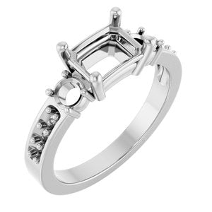 Continuum Sterling Silver 7.5x5.5 mm Emerald Ring Mounting – image 2