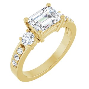18K Yellow Gold 7.5x5.5 mm Emerald Ring Mounting