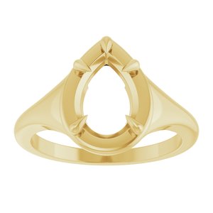 14K Yellow Gold 10x7 mm Pear Ring Mounting – image 6