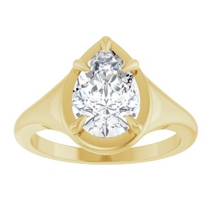 10K Yellow Gold 10x7 mm Pear Ring Mounting – image 5