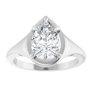 10K White Gold 10x7 mm Pear Ring Mounting – image 5
