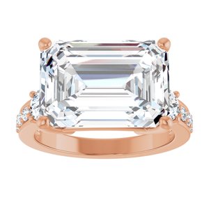 10K Rose Gold 14x10 mm Emerald Ring Mounting – image 5