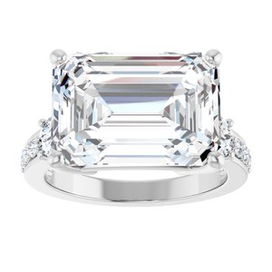18K White Gold 14x10 mm Emerald Ring Mounting – image 5