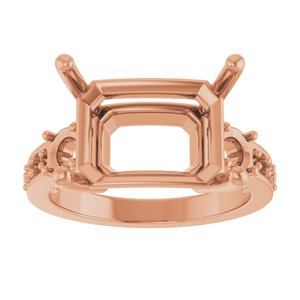 10K Rose Gold 14x10 mm Emerald Ring Mounting – image 6