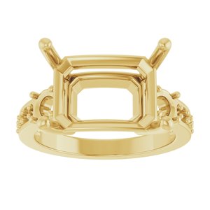 10K Yellow Gold 14x10 mm Emerald Ring Mounting – image 6