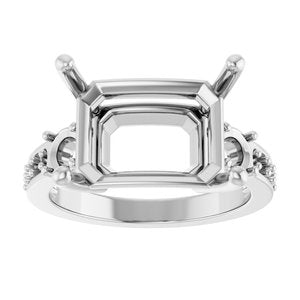 14K X1 White Gold 14x10 mm Emerald Ring Mounting – image 6