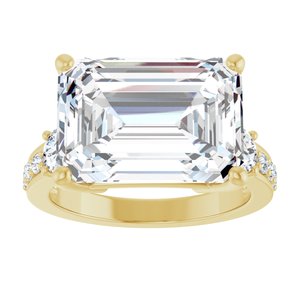 10K Yellow Gold 14x10 mm Emerald Ring Mounting – image 5