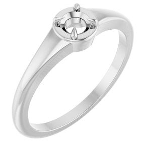 14K White Gold 3.8 mm Round Ring Mounting – image 2
