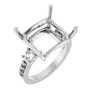 Sterling Silver 15x13 mm Emerald Ring Mounting – image 2