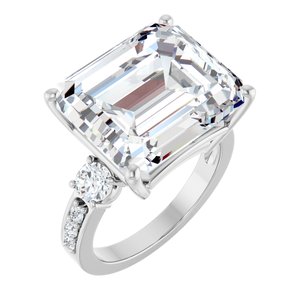 Sterling Silver 15x13 mm Emerald Ring Mounting