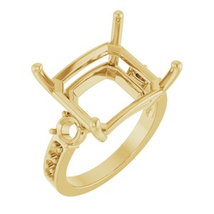 18K Yellow Gold 15x13 mm Emerald Ring Mounting – image 2