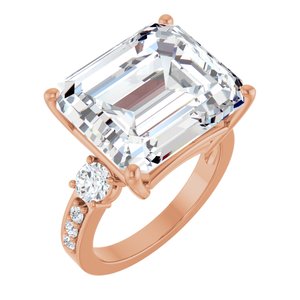 14K Rose Gold 15x13 mm Emerald Ring Mounting