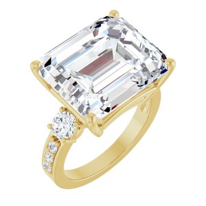 18K Yellow Gold 15x13 mm Emerald Ring Mounting