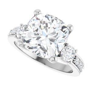 14K X1 White Gold 10x10 mm Cushion Ring Mounting – image 8