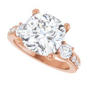 18K Rose Gold 10x10 mm Cushion Ring Mounting – image 8