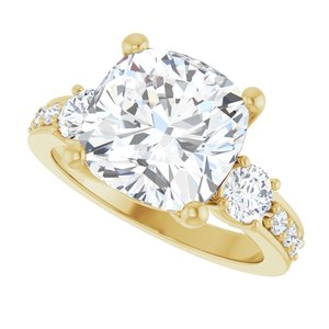 10K Yellow Gold 10x10 mm Cushion Ring Mounting – image 8
