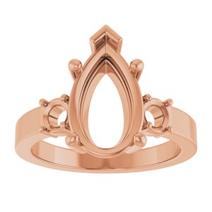 18K Rose Gold 13x8 mm Pear Ring Mounting – image 6