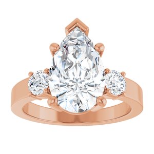 14K Rose Gold 13x8 mm Pear Ring Mounting – image 5