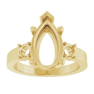 18K Yellow Gold 13x8 mm Pear Ring Mounting – image 6