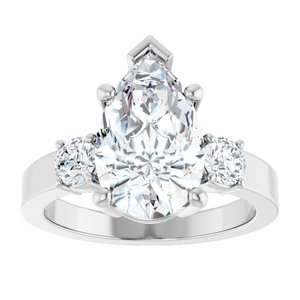 10K White Gold 13x8 mm Pear Ring Mounting – image 5