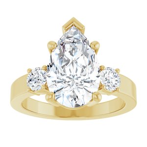 18K Yellow Gold 13x8 mm Pear Ring Mounting – image 5