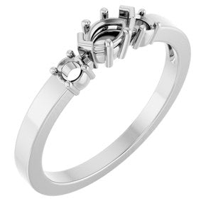 14K X1 White Gold 5x3 mm Marquise Ring Mounting – image 2