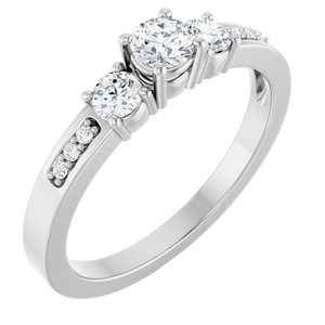 10K White Gold 3.75 mm Round Ring Mounting