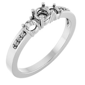 14K White Gold 3.75 mm Round Ring Mounting – image 2