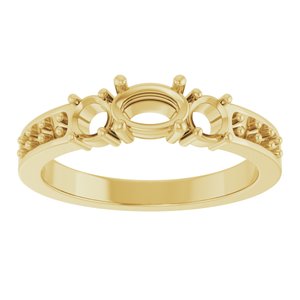 14K Yellow Gold 6x4 mm Oval Ring Mounting – image 6