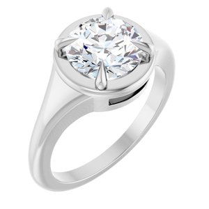 14K X1 White Gold 8 mm Round Ring Mounting