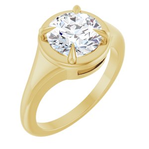 18K Yellow Gold 8 mm Round Ring Mounting