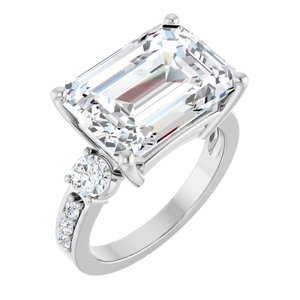 Continuum Sterling Silver 14x10 mm Emerald Ring Mounting