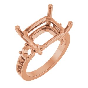 10K Rose Gold 14x10 mm Emerald Ring Mounting – image 2
