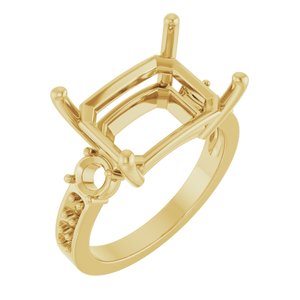 18K Yellow Gold 14x10 mm Emerald Ring Mounting – image 2