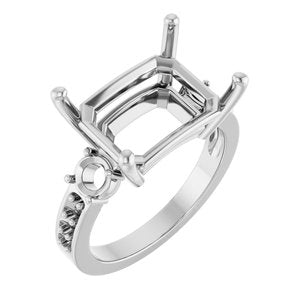 18K White Gold 14x10 mm Emerald Ring Mounting – image 2