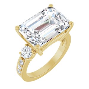 18K Yellow Gold 14x10 mm Emerald Ring Mounting
