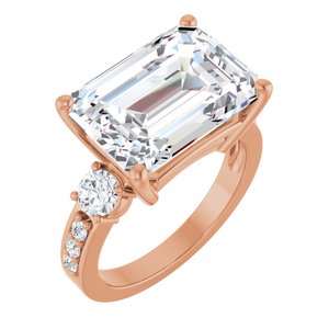 18K Rose Gold 14x10 mm Emerald Ring Mounting