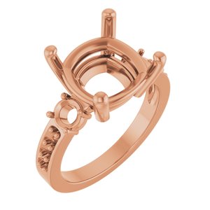 10K Rose Gold 11x11 mm Cushion Ring Mounting – image 2