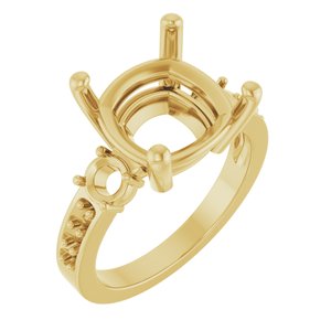 10K Yellow Gold 11x11 mm Cushion Ring Mounting – image 2