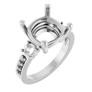 18K White Gold 11x11 mm Cushion Ring Mounting – image 2