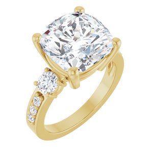 18K Yellow Gold 11x11 mm Cushion Ring Mounting
