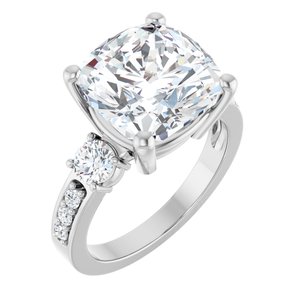 18K White Gold 11x11 mm Cushion Ring Mounting