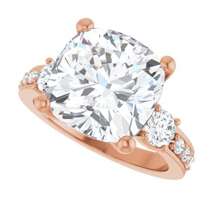 10K Rose Gold 11x11 mm Cushion Ring Mounting – image 8