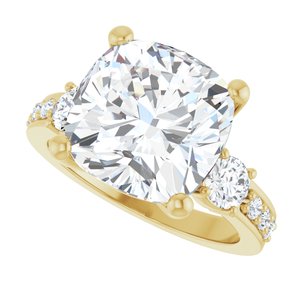 10K Yellow Gold 11x11 mm Cushion Ring Mounting – image 8
