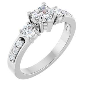 14K X1 White Gold 5x5 mm Heart Ring Mounting