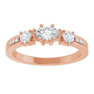 10K Rose Gold 6x3.5 mm Marquise Ring Mounting – image 5