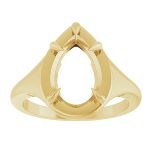 10K Yellow Gold 12x8 mm Pear Ring Mounting – image 6