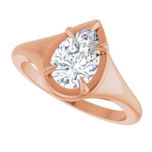 14K Rose Gold 9x6 mm Pear Ring Mounting – image 8