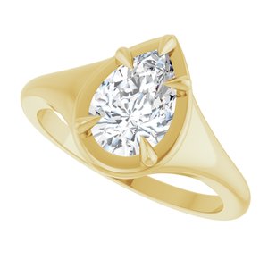18K Yellow Gold 9x6 mm Pear Ring Mounting – image 8