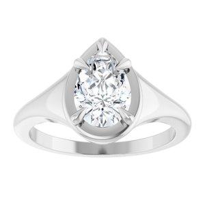 18K White Gold 9x6 mm Pear Ring Mounting – image 5